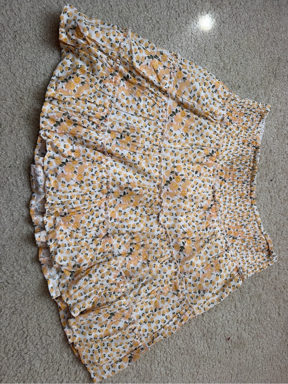 American Eagle Outfitters Yellow Floral Smocked Mini Skirt